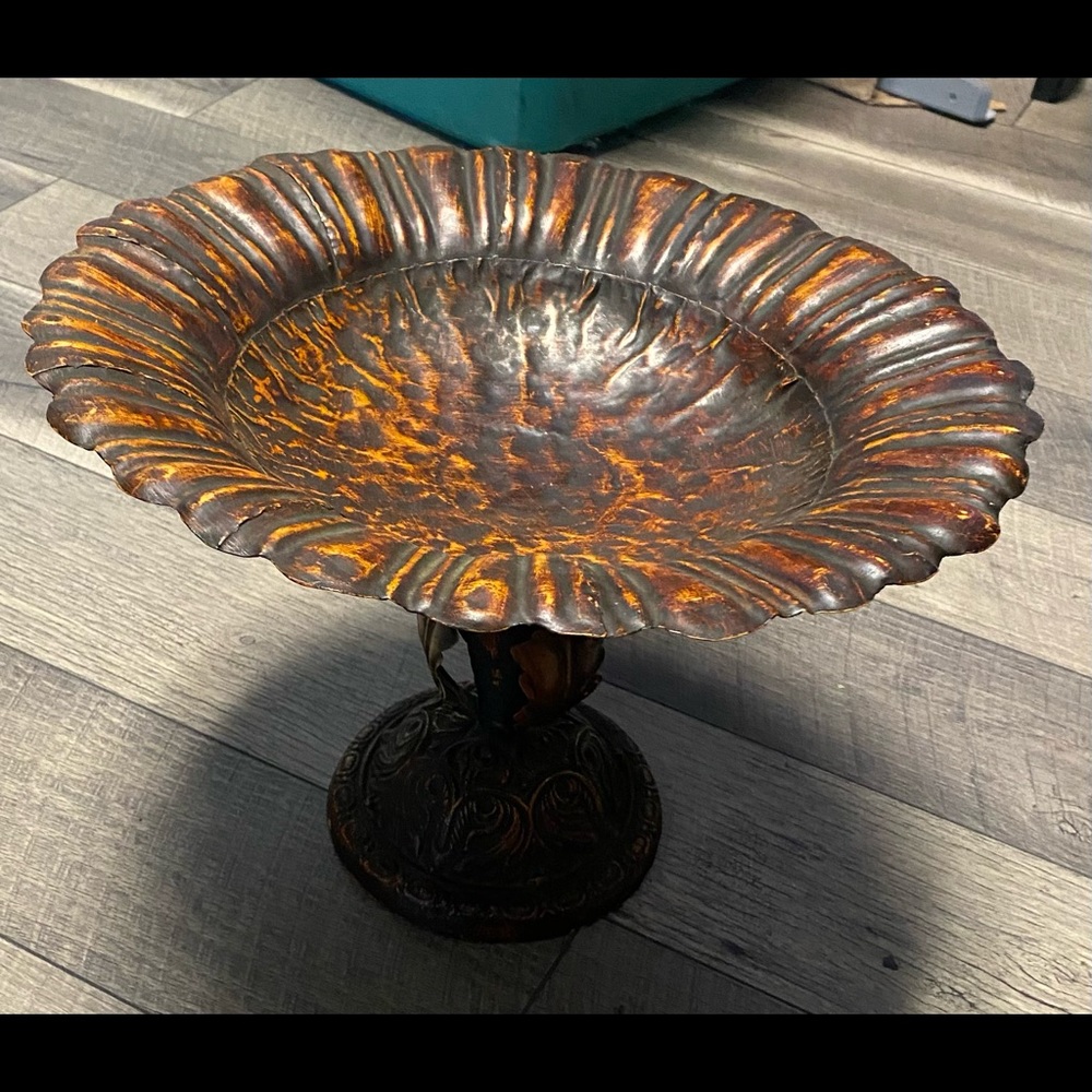 Antique Bronze Cup Mega Fruit Bowl Beautiful Engravings.